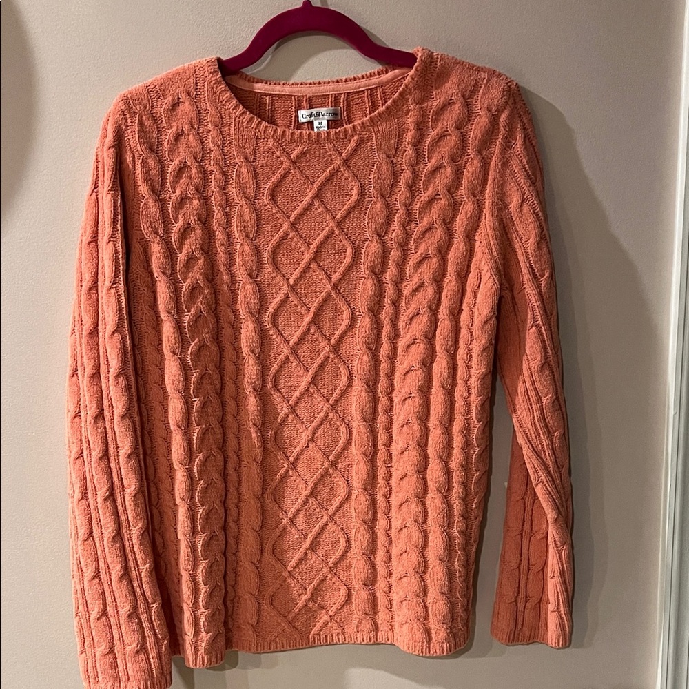 croft & barrow Coral Cable Knit Textured Knit Sweater Size Medium Super Soft